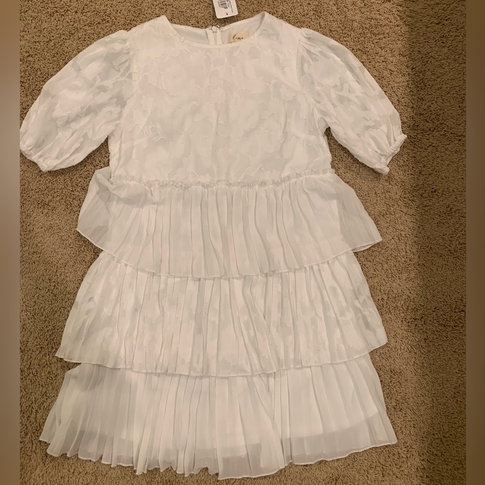 White tiered dress- perfect for bridal, graduation, spring!